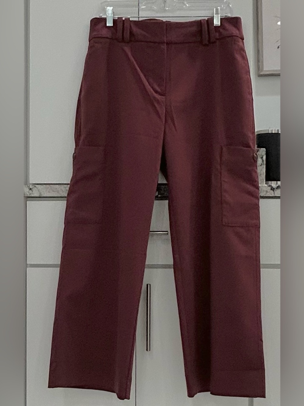 Chicos Women's Cargo Straight-Leg Pants in Burgundy